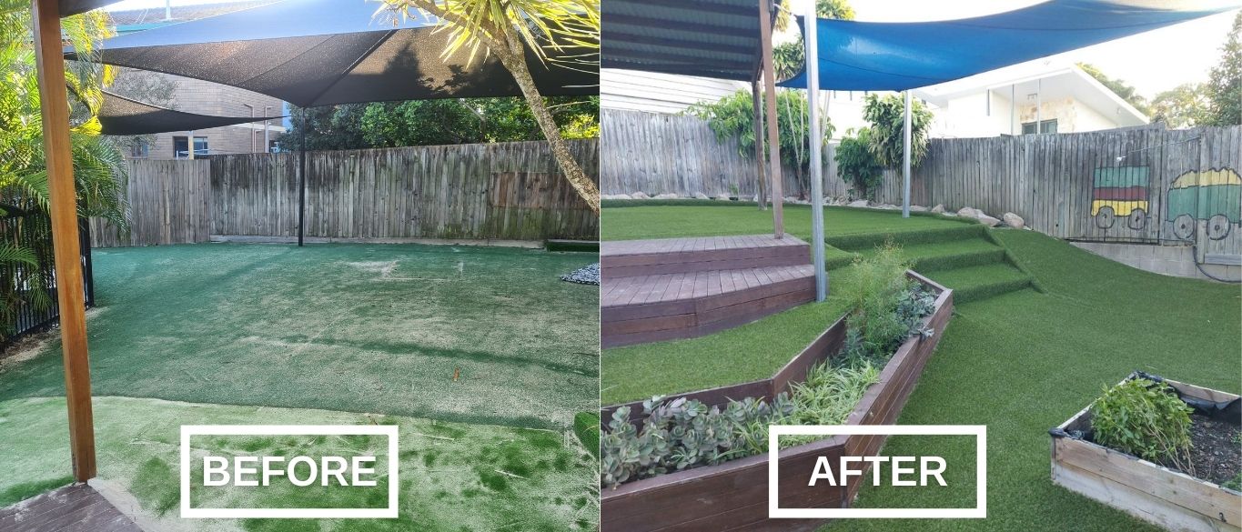 Before & After - Artificial Turf Installations at Clayfield