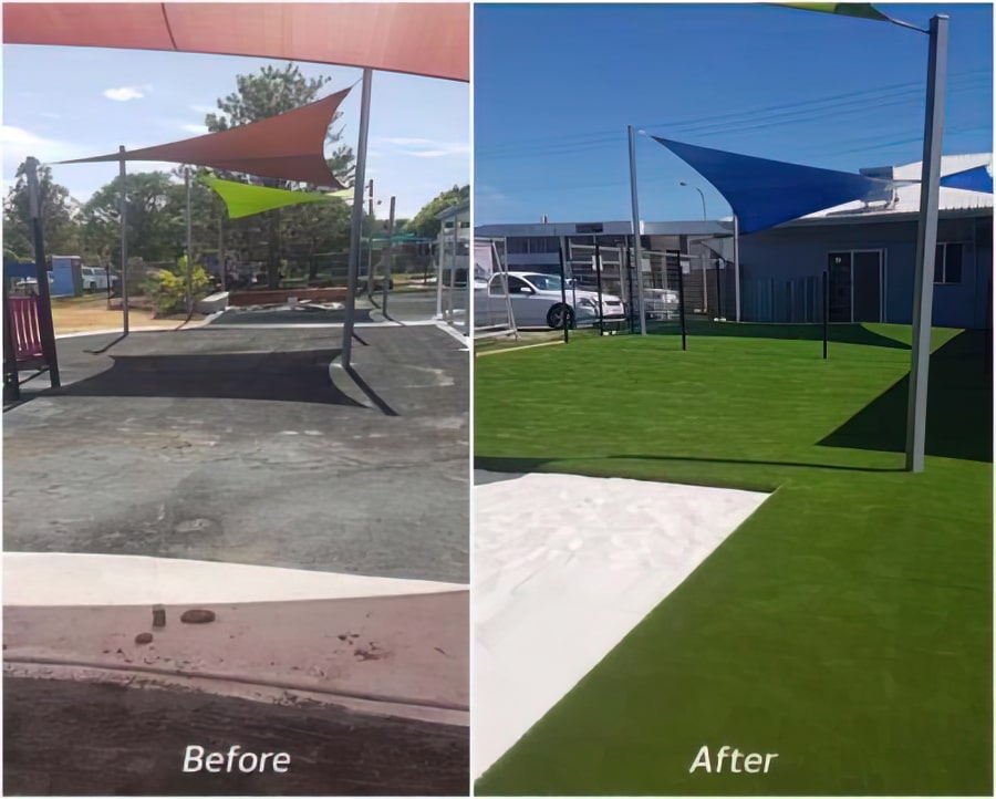 Professionally Installed Fake Grass on a Commercial Property