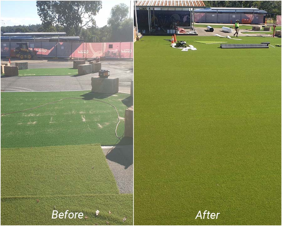 Before & After - Synthetic Sports Grass Installation