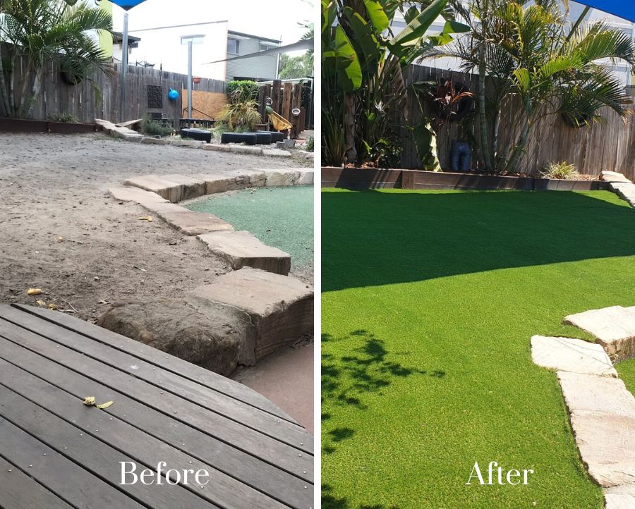 Before and After - Synthetic Turf Installation Brisbane
